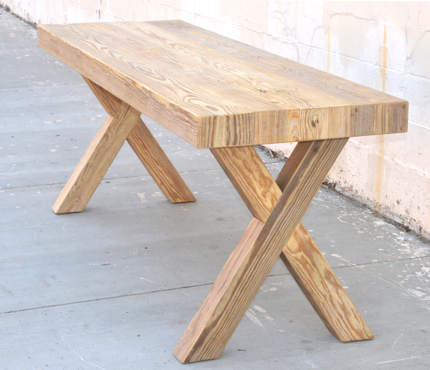 Modern X Console Table Made from Reclaimed Pine, Custom Made by Petersen Antiques For Sale