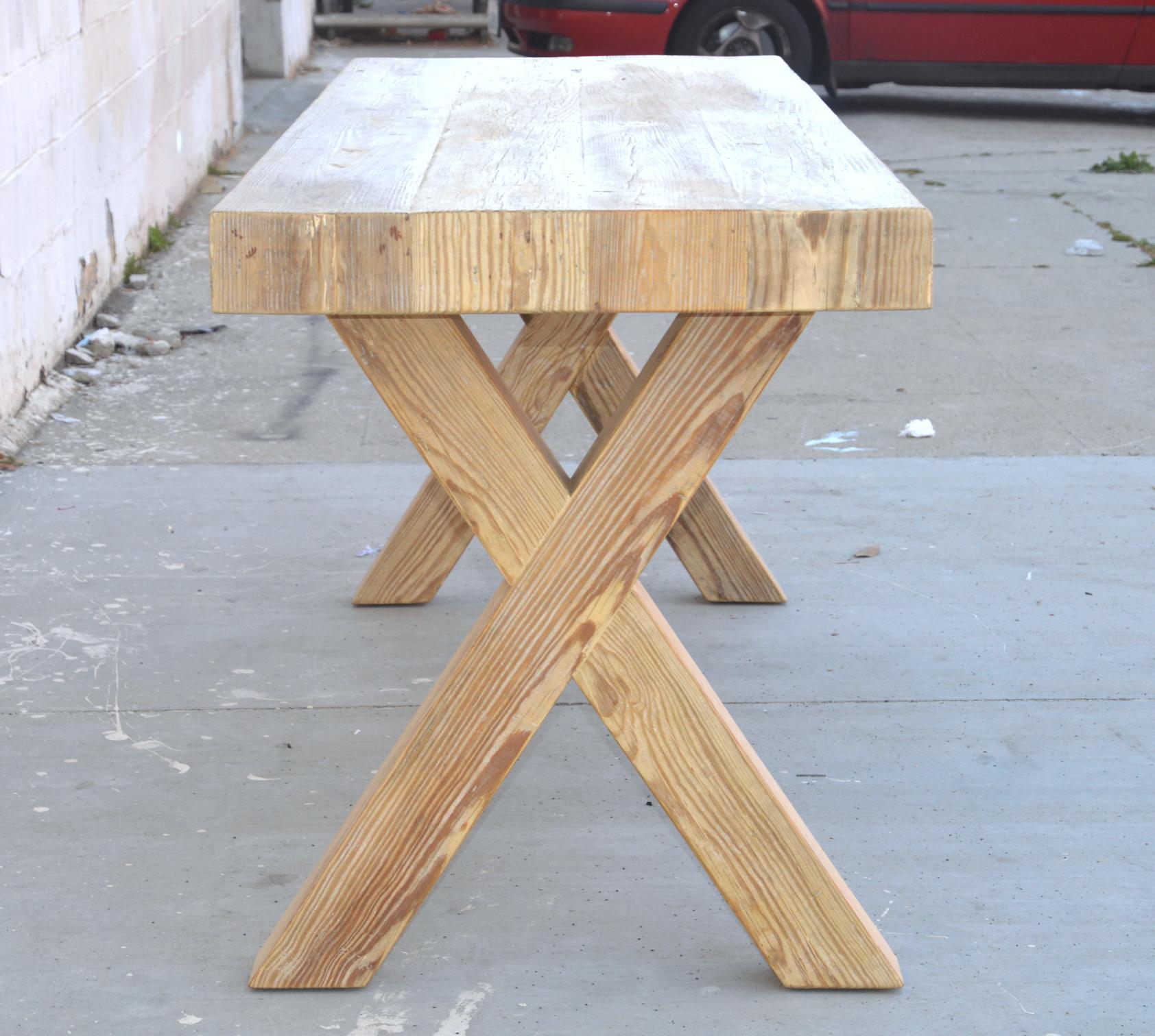 American X Console Table Made from Reclaimed Pine, Custom Made by Petersen Antiques For Sale