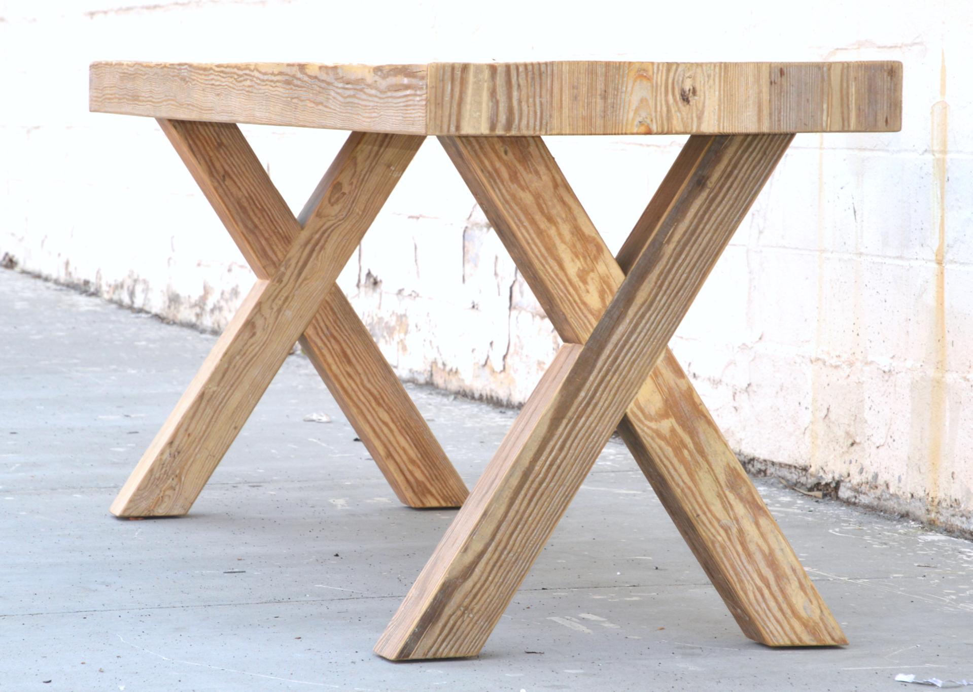 Hand-Crafted X Console Table Made from Reclaimed Pine, Custom Made by Petersen Antiques For Sale