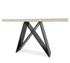 X Console Table with Lacquered Base and Grass Woven with Paper Top