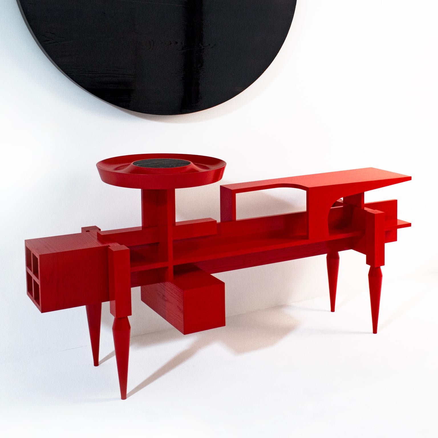 Zeitgenössisches rotes Sideboard  oder Konsole „ „X““ von Studio1+11 , 21. Jahrhundert, Deutschland (Arts and Crafts) im Angebot