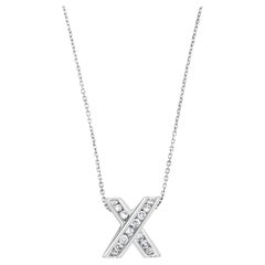 X Cross Diamond Necklace .73cttw 14k White Gold