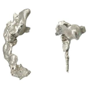 X Earrings in Fine Silver with Sterling Silver Back by Alejandra Campos Taylor