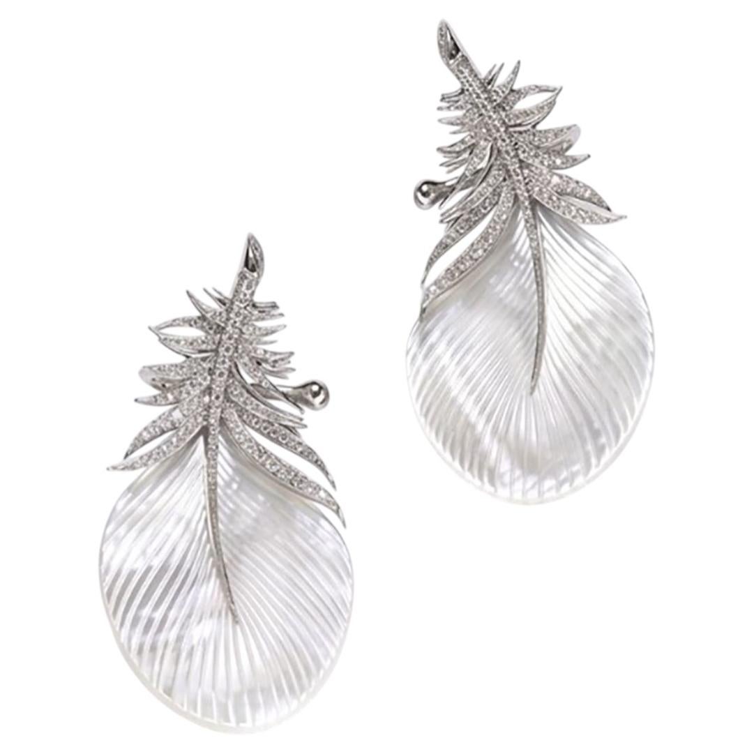 X Feather Diamond Earrings