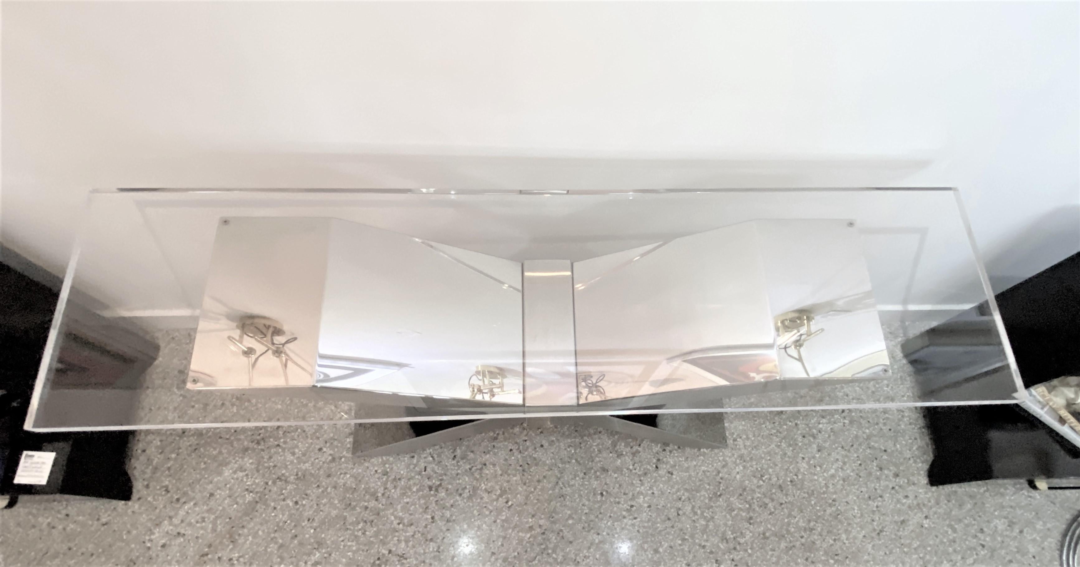 X-Form Console Table in Stainless Steel and Lucite 6
