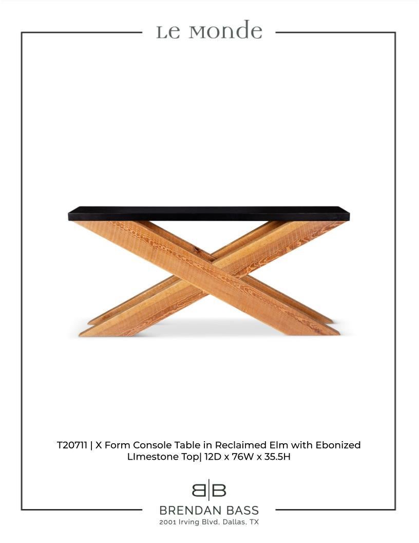 X Form Console Table with Ebonized Limestone Top 5