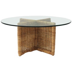 X-Form Wicker Coffee Table with Glass Top