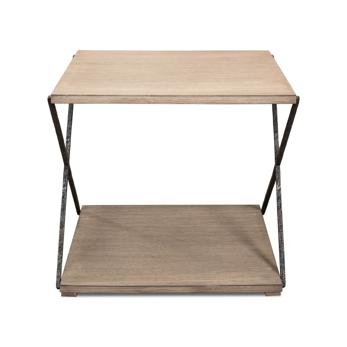 X Frame Industrial Side Table For Sale 1