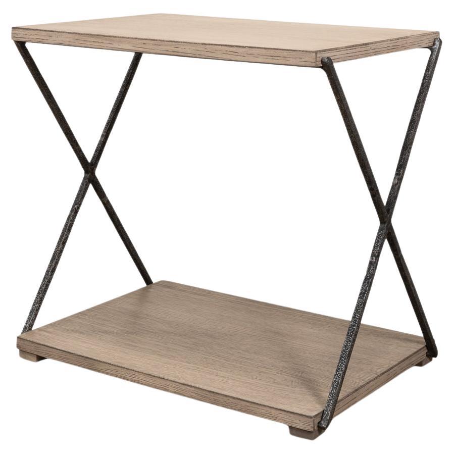 X Frame Industrial Side Table For Sale