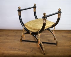 X-Frame Stool, Ebonised and Giltwood