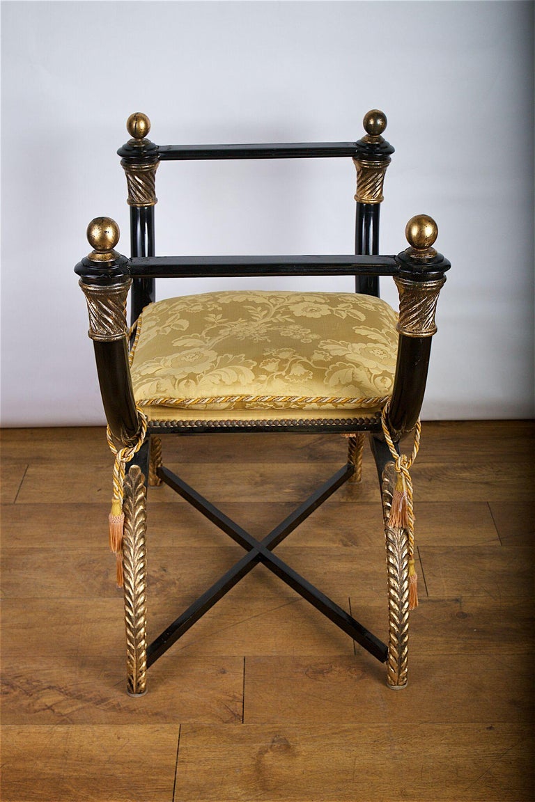 XFrame Stool, Ebonised and Giltwood For Sale at 1stDibs
