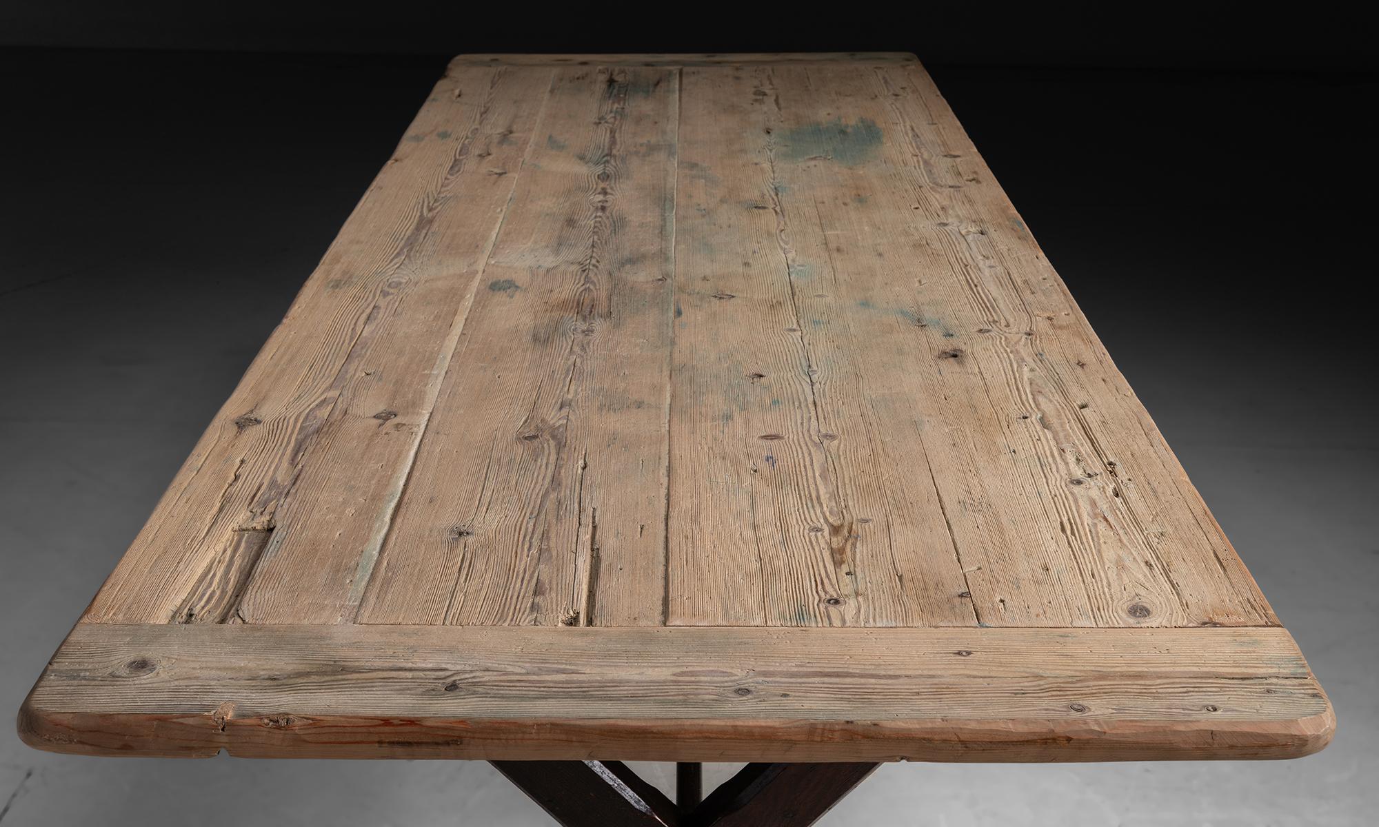 Wood X-Frame Table, England circa 1850 For Sale