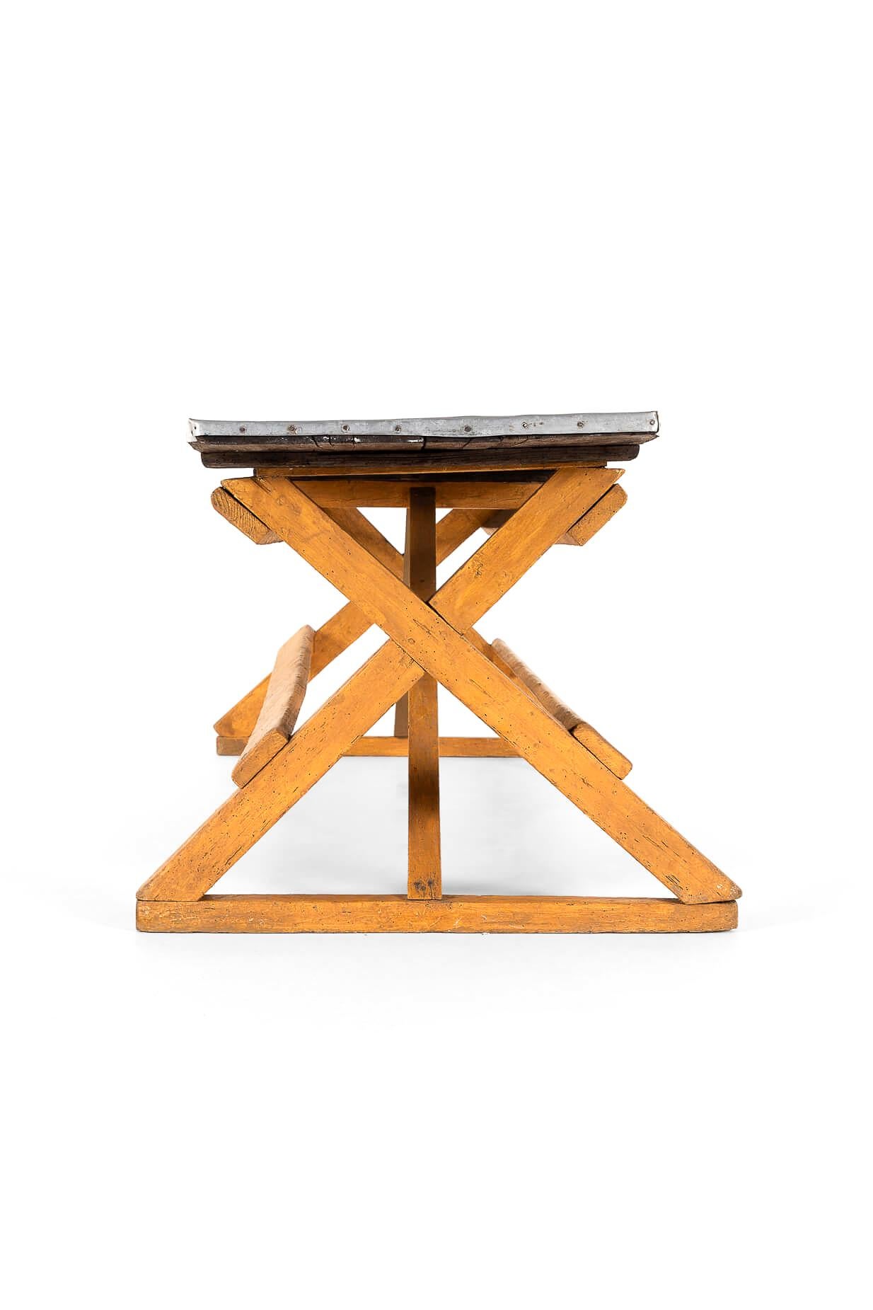 Post-Modern X- Frame Trestle Table For Sale