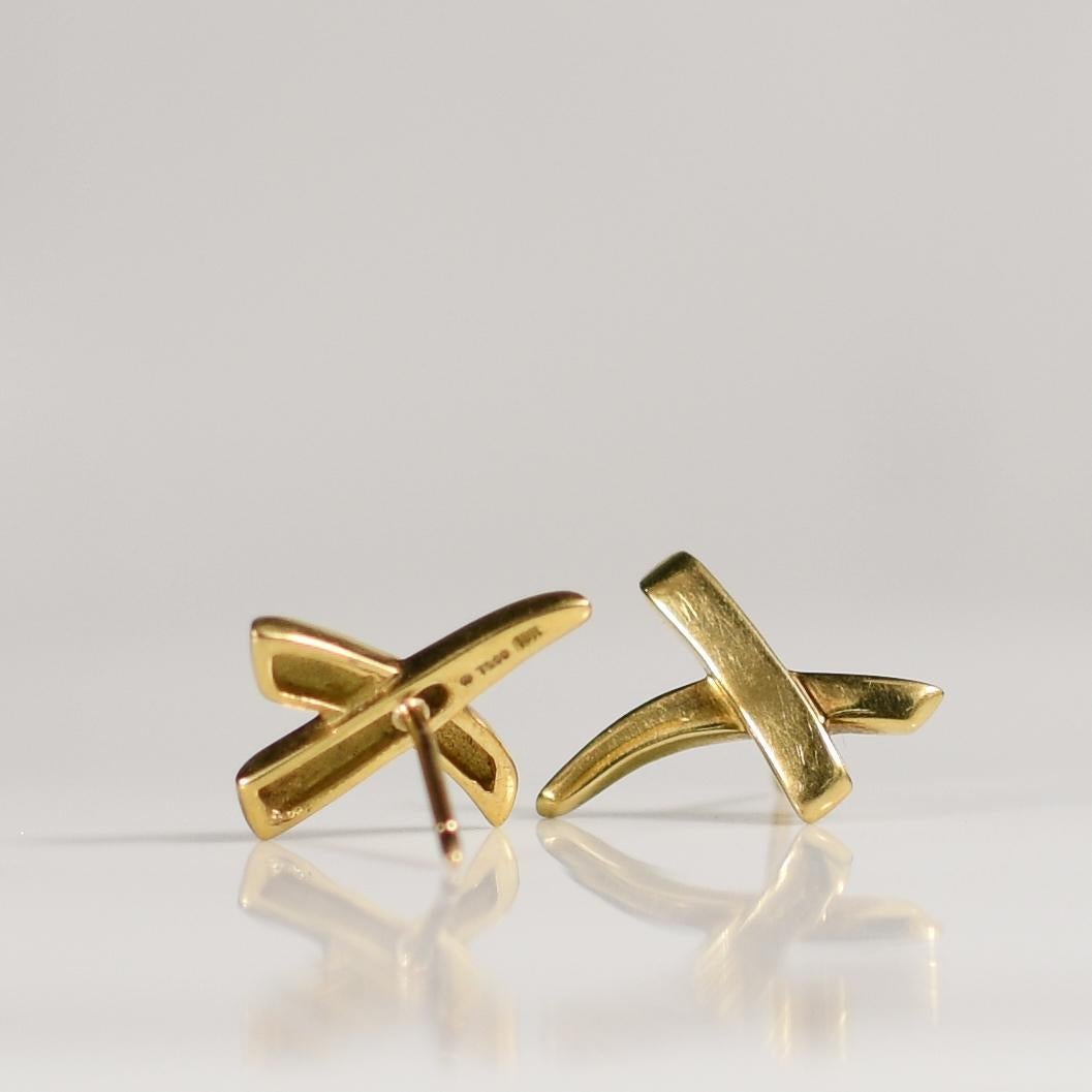 X Graffiti Earrings by Paloma Picasso for Tiffany & Co 18k Gold In Good Condition For Sale In Addison, TX
