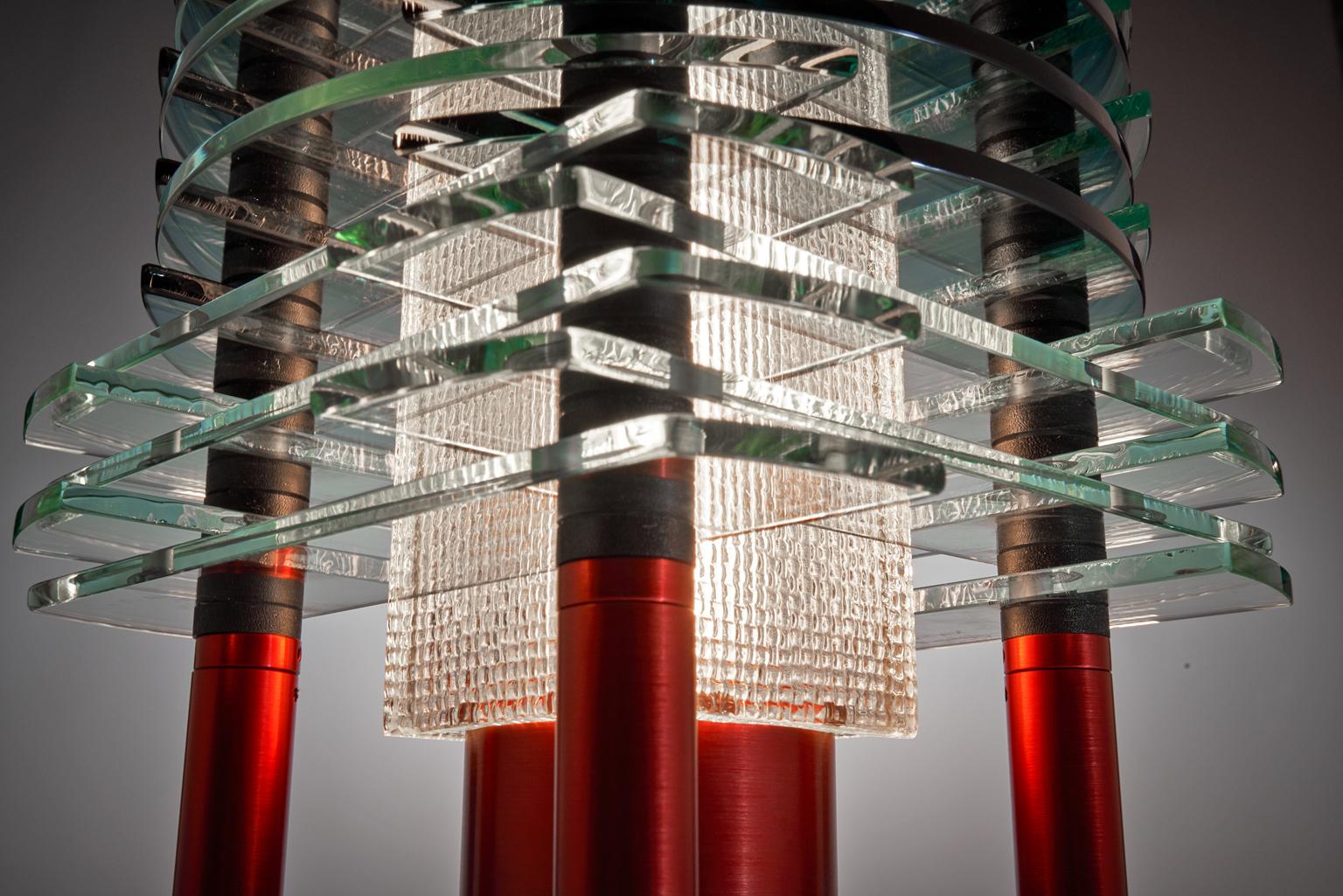 Glass & Aluminum Contemporary Tabletop Lamp (amerikanisch) im Angebot