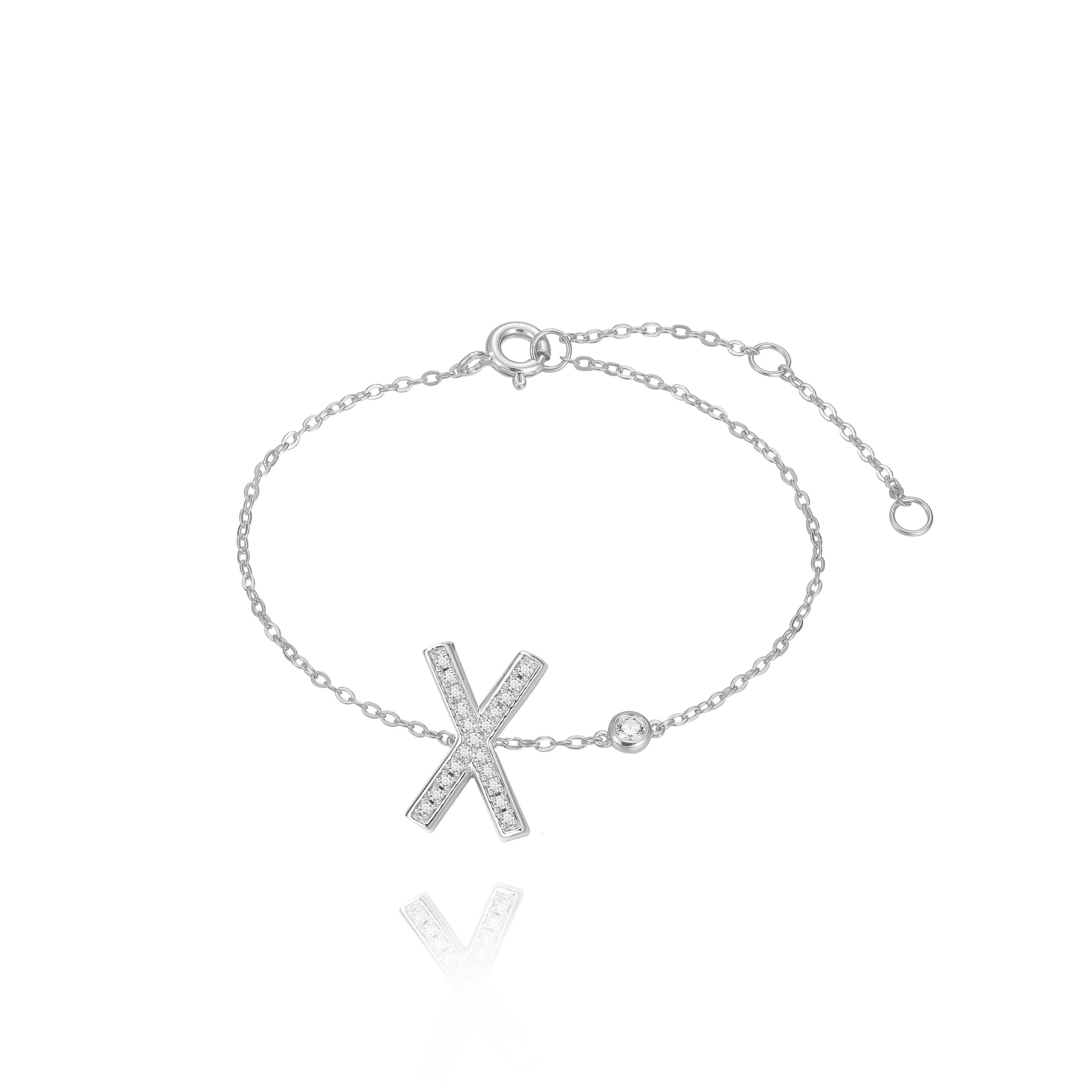 Modern X Initial Bezel Chain Anklet For Sale