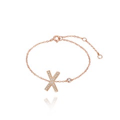 X Initial Bezel Chain Bracelet
