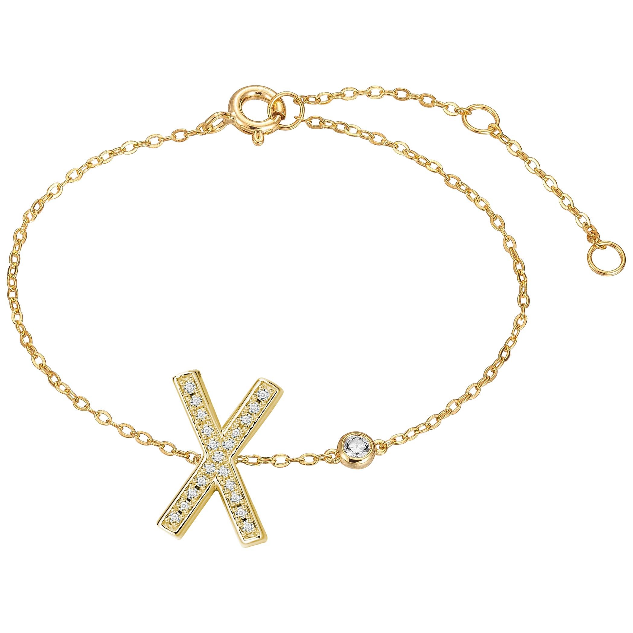 X Initial Bezel Chain Bracelet For Sale