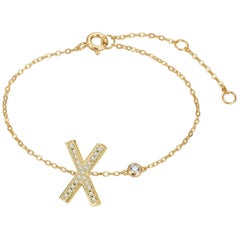 X Initial Bezel Chain Bracelet