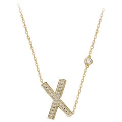 X-Initial Bezel Chain Necklace