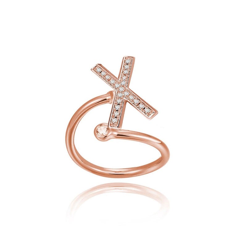 Wire Bezel Rings Customizable X Initial Bezel Wire Ring For Sale at 1stDibs