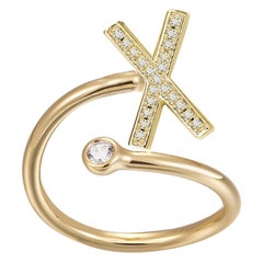 X Initial Bezel Wire Ring