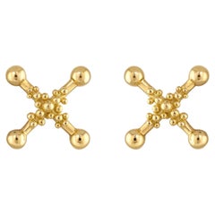 Clous d'oreilles « X Lady » sculpturés en or jaune 18 carats, par Aneta Zae