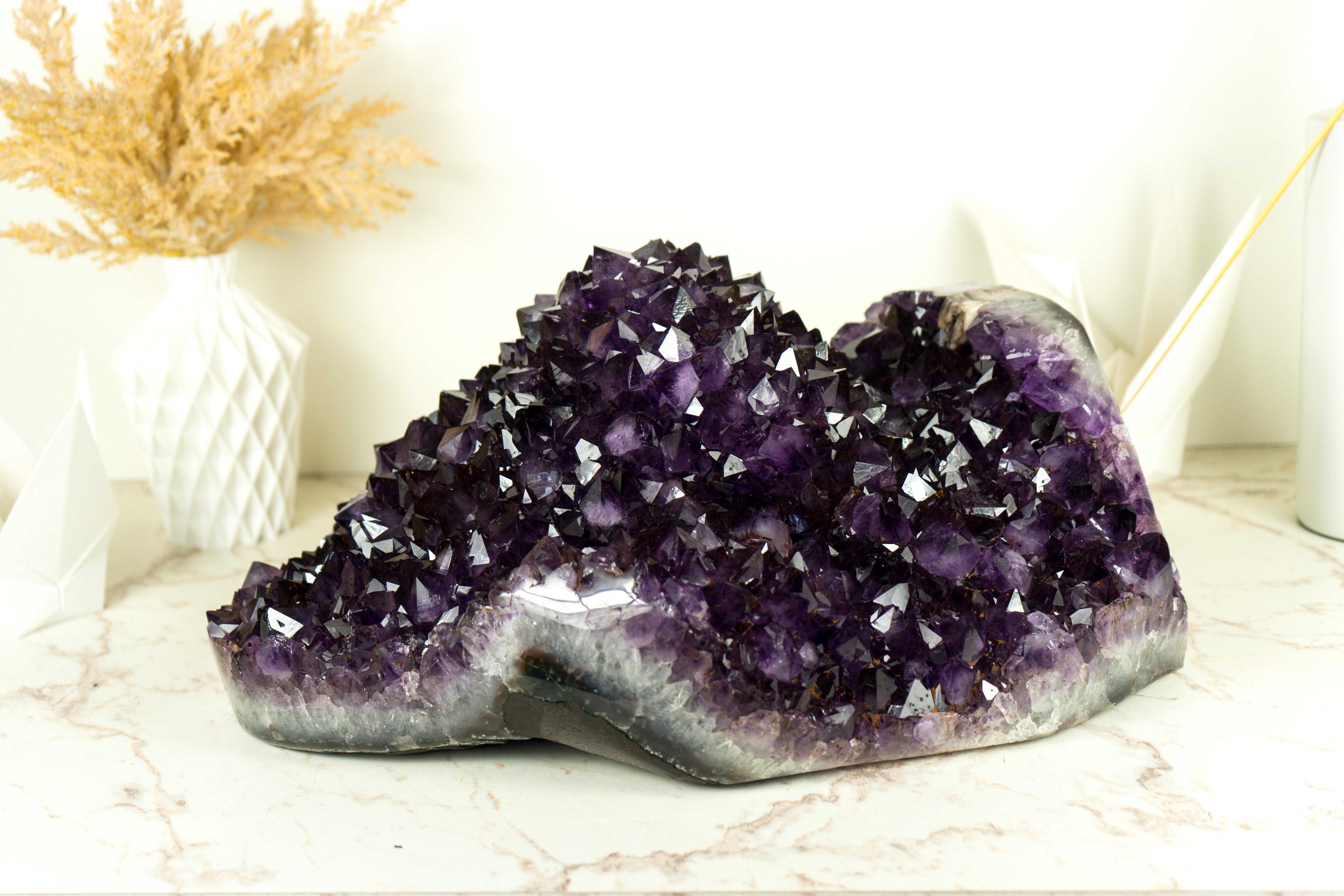 X-Large Amethyst Geode Flower with AAA Dark Purple Amethyst Druzy For Sale 3
