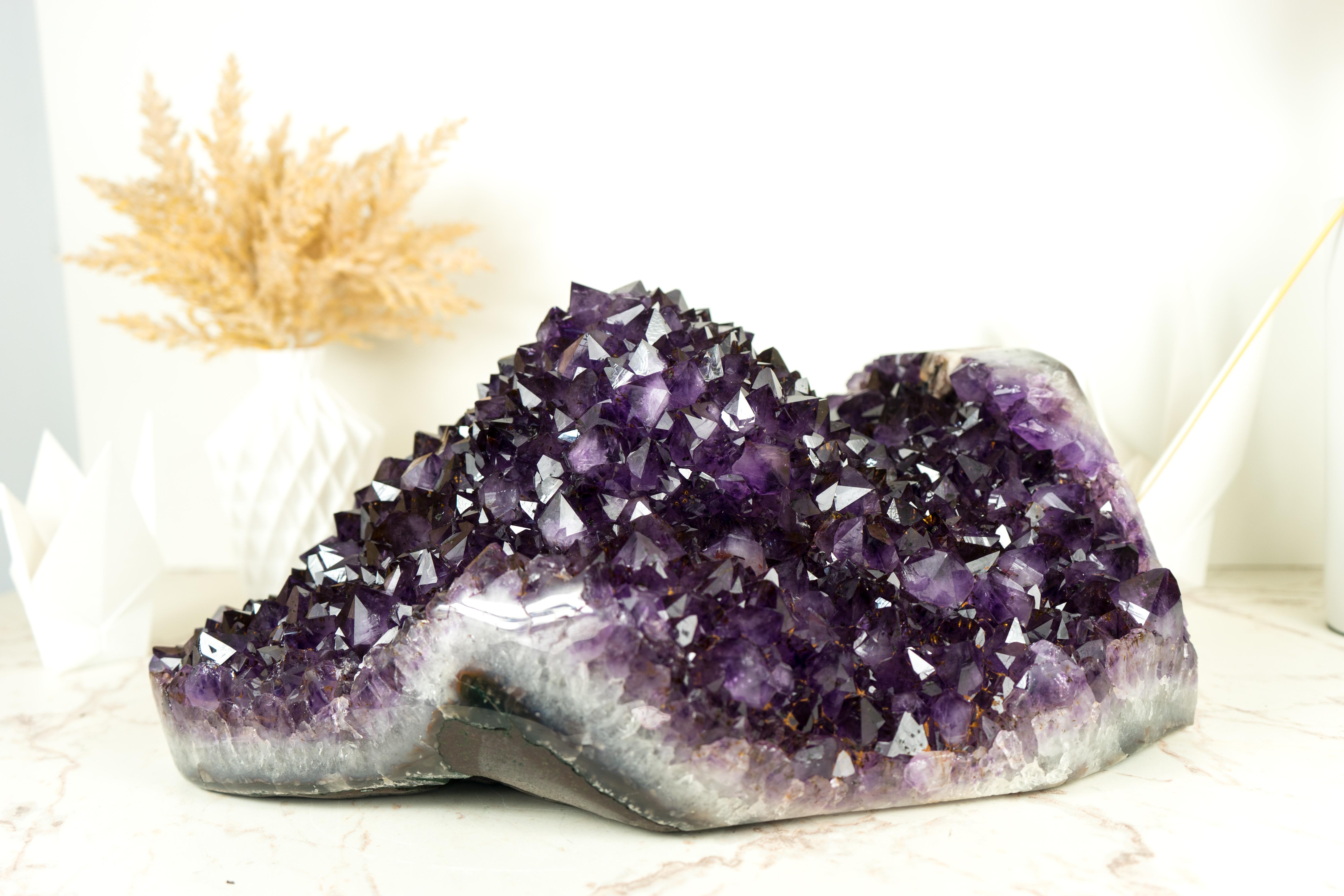 X-Large Amethyst Geode Flower with AAA Dark Purple Amethyst Druzy For Sale 6
