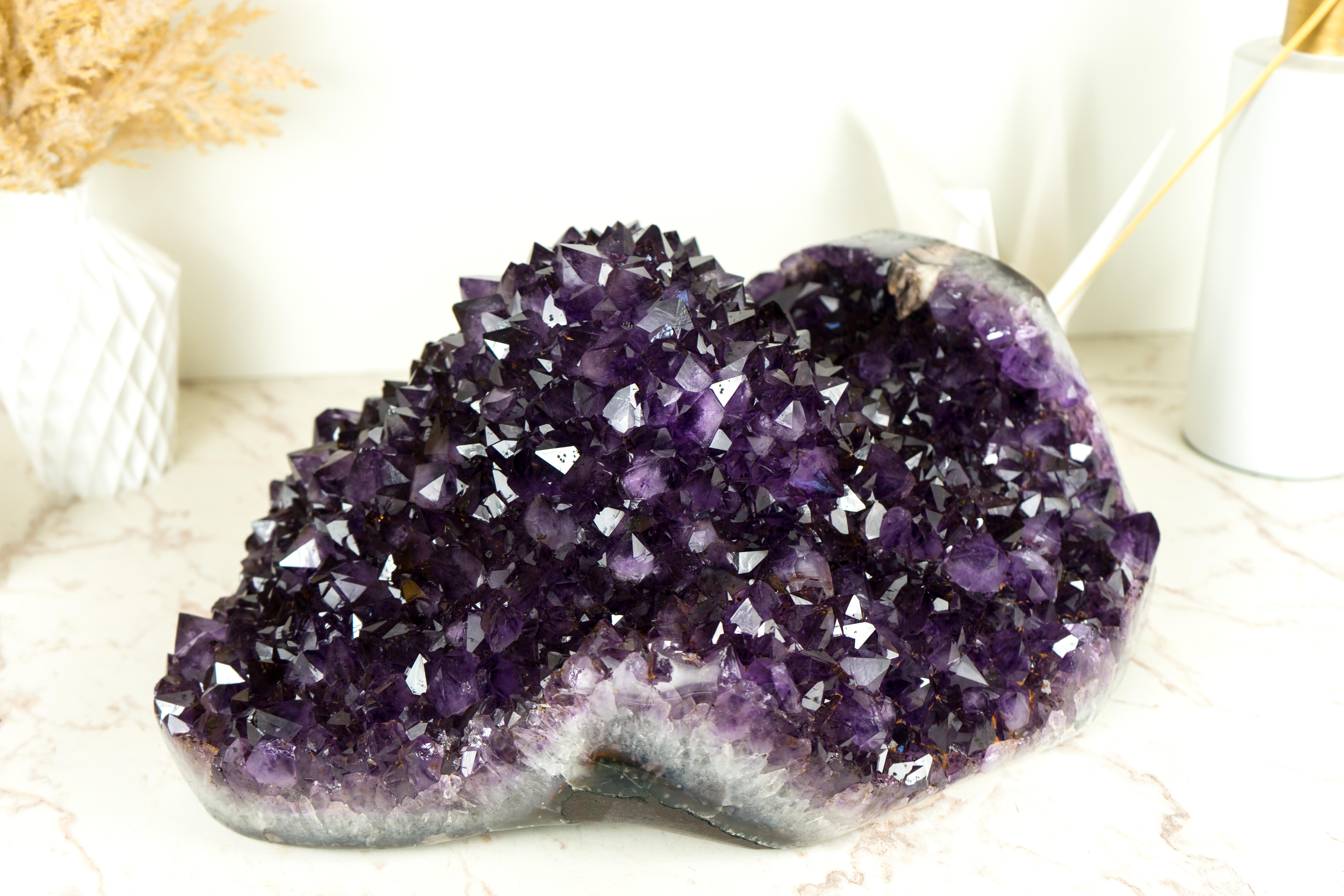 X-Large Amethyst Geode Flower with AAA Dark Purple Amethyst Druzy For Sale 7