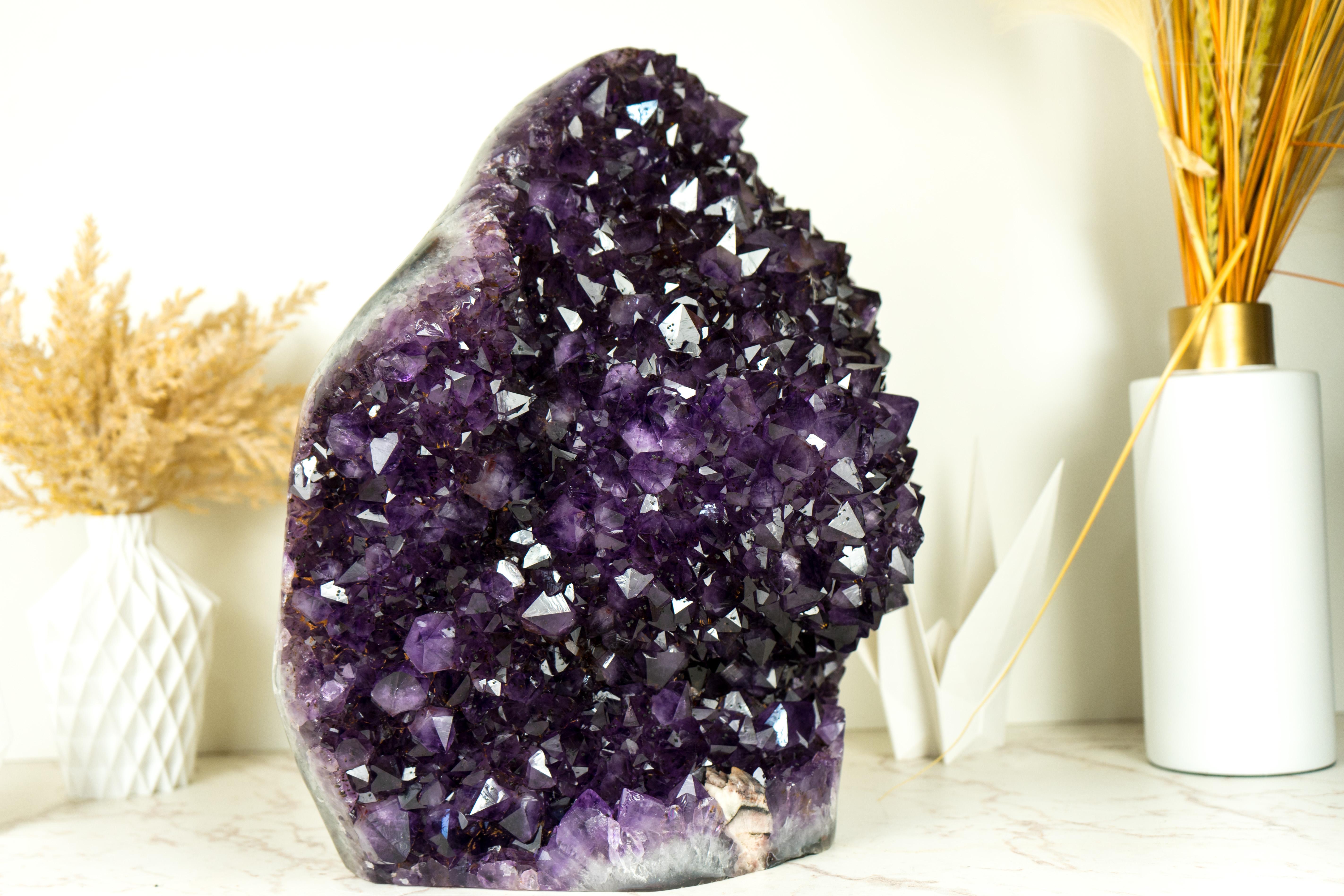 X-Large Amethyst Geode Flower with AAA Dark Purple Amethyst Druzy For Sale 8