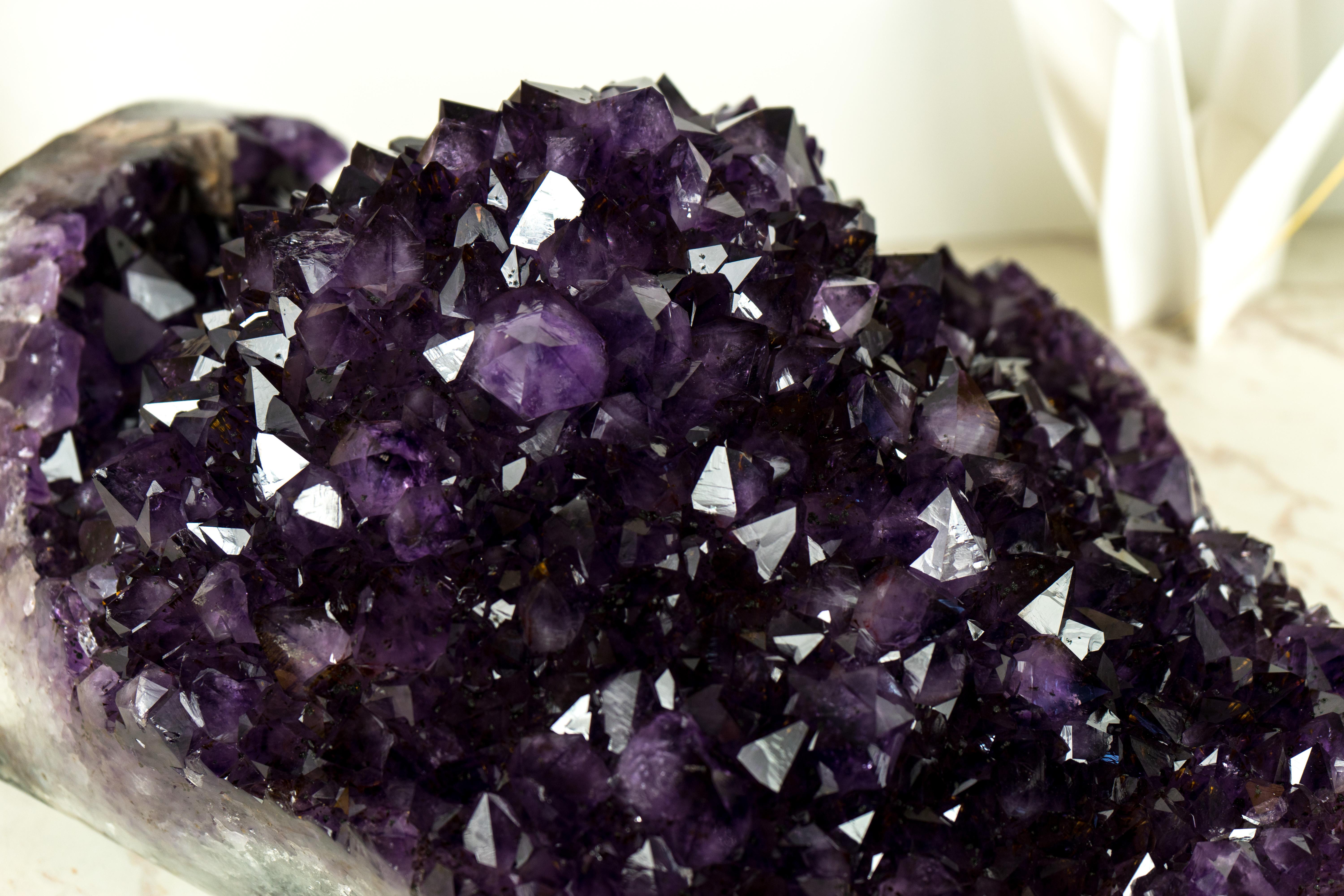 X-Large Amethyst Geode Flower with AAA Dark Purple Amethyst Druzy For Sale 1