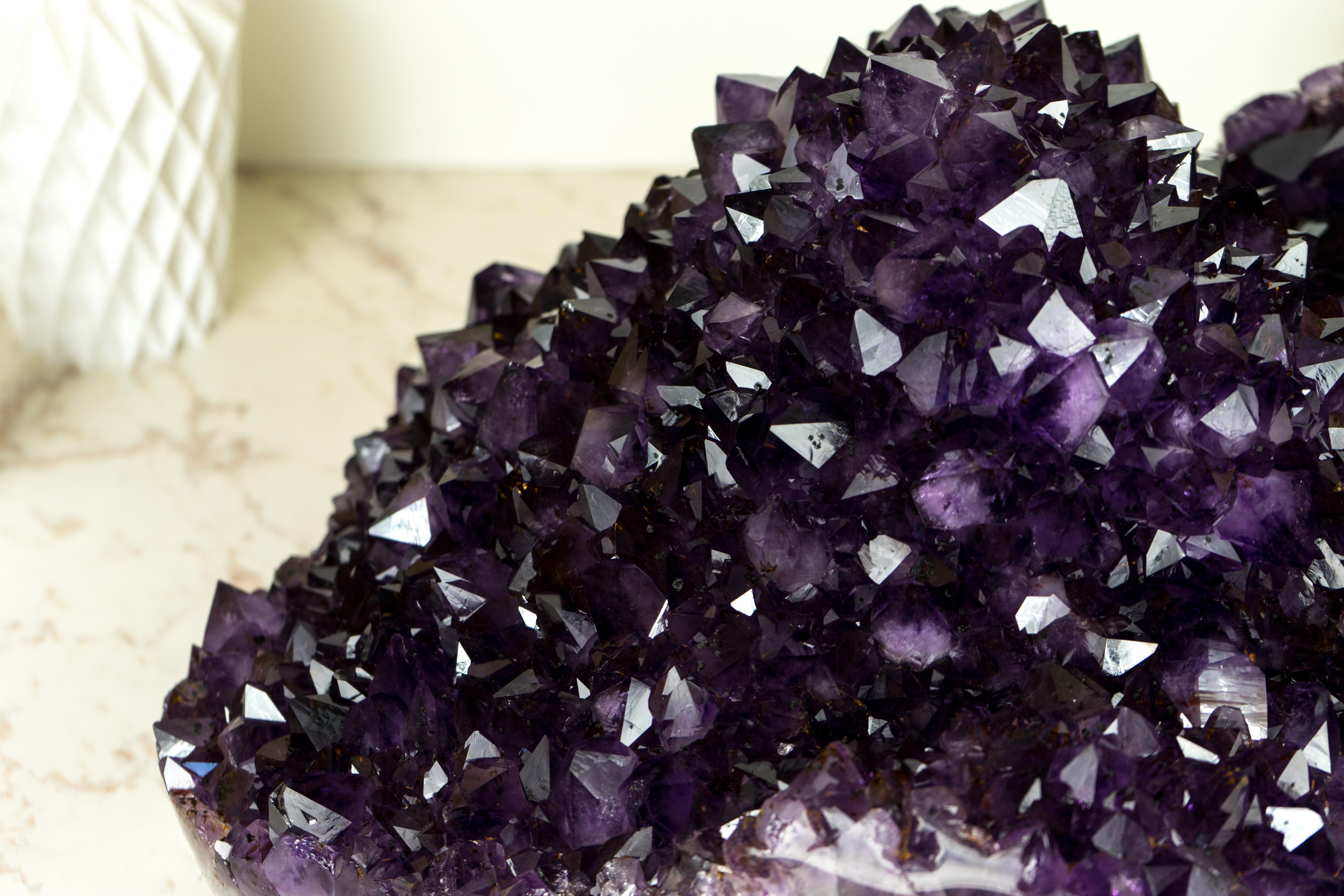 X-Large Amethyst Geode Flower with AAA Dark Purple Amethyst Druzy For Sale 2