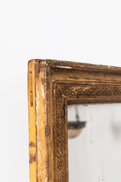 X-Large Antique Distressed French Gilt Bistro Wooden Foxed Wall Mirror. c.1900