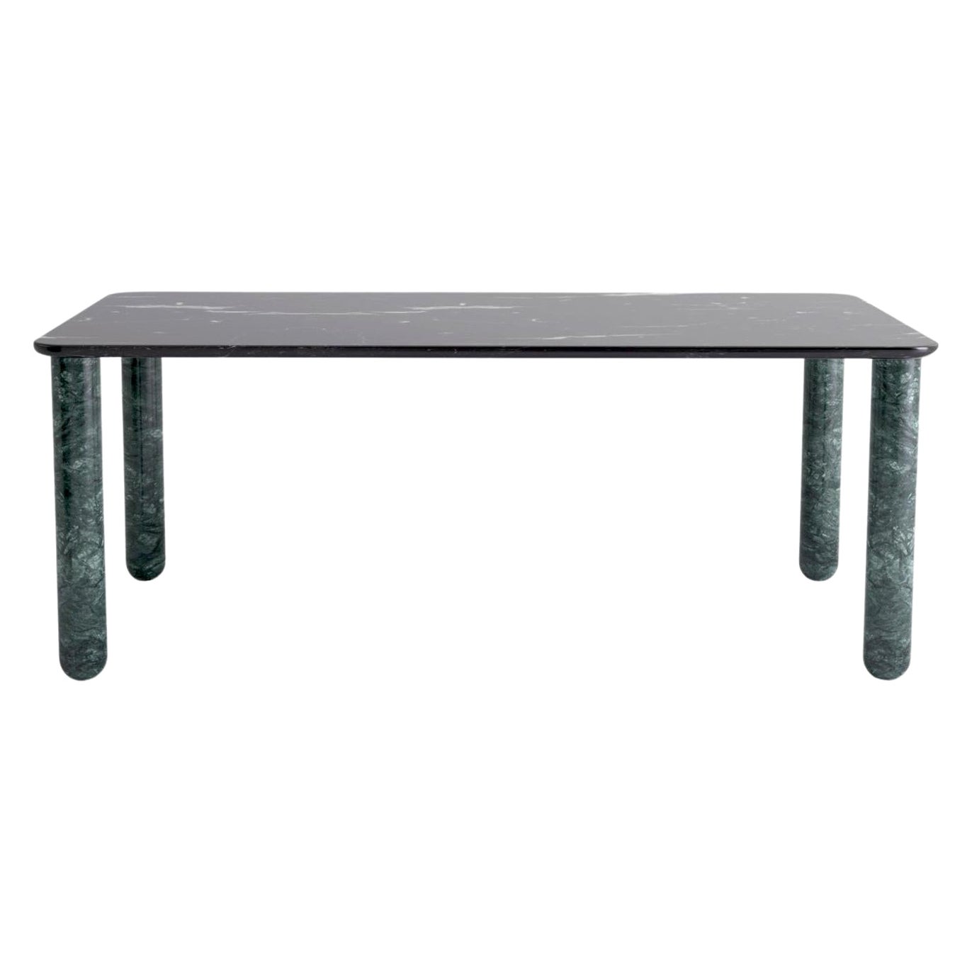 X Large Black and Green Marble "Sunday" Dining Table, Jean-Baptiste Souletie For Sale