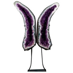 X-Large Blue Banded Agate and Purple Amethyst Butterfly Geode