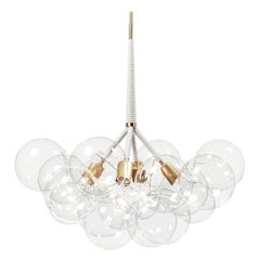 X-Large Bubble Chandelier in Natural Cotton and Satin Brass by Pelle
