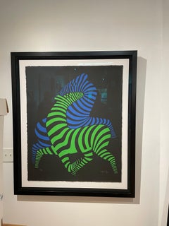 X Large Freshly Framed Zebras Serigraph Signed & Numbered by Victor Vasarely