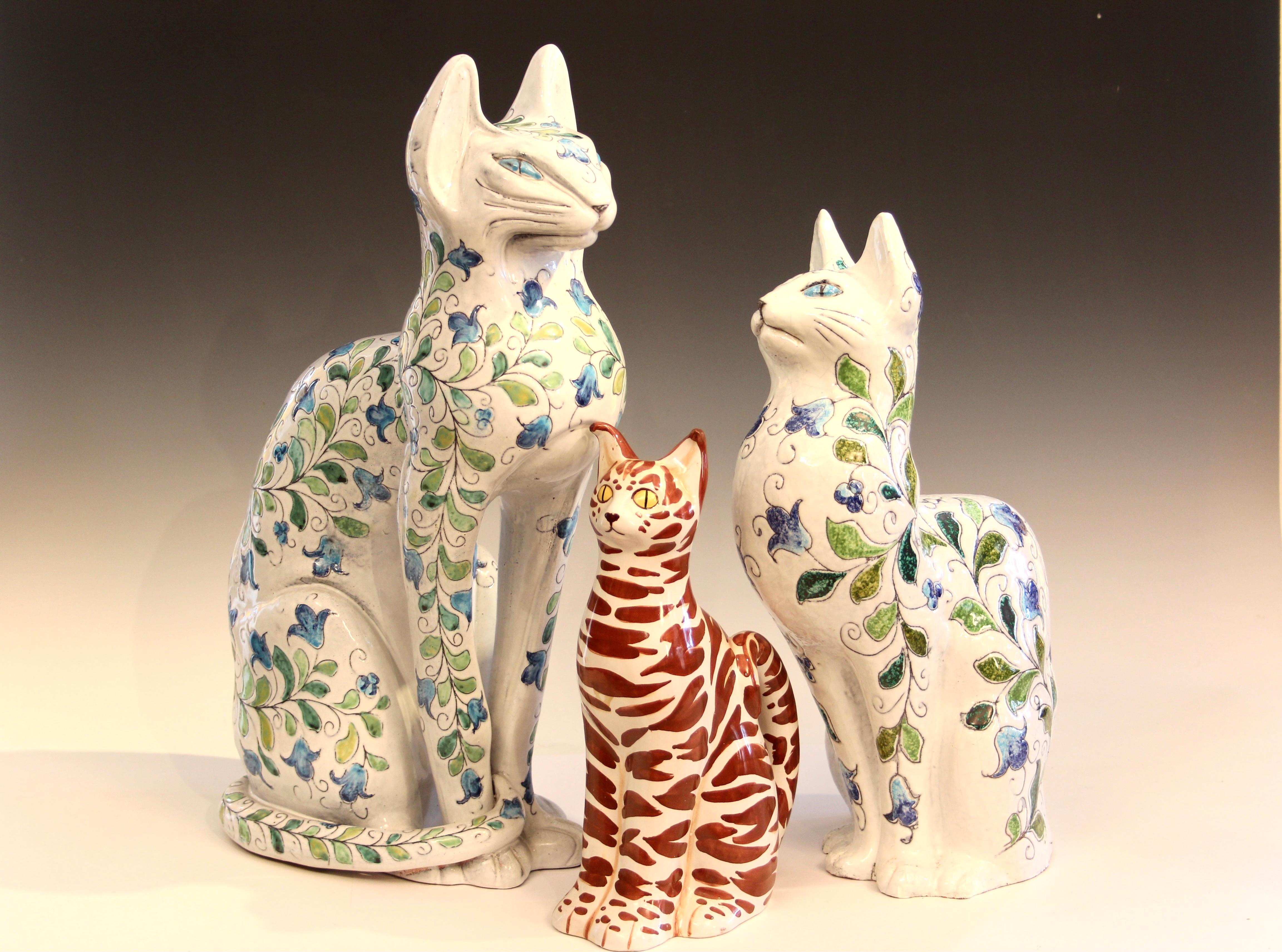 X Grande Ceramica Italiana Raymor Gatto Pugi MCM Figura Animale d'Epoca 21