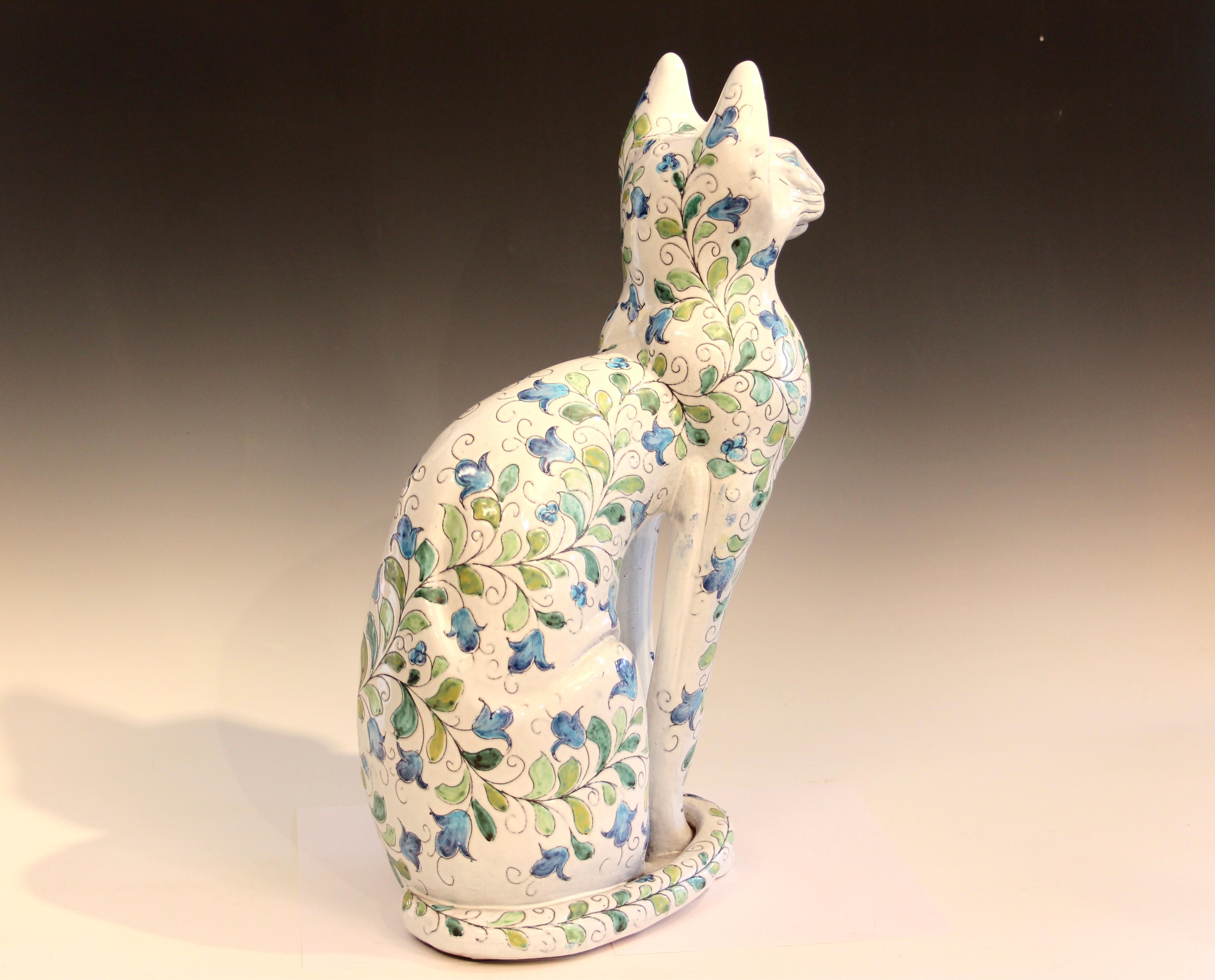 Mid-Century moderno X Grande Ceramica Italiana Raymor Gatto Pugi MCM Figura Animale d'Epoca 21