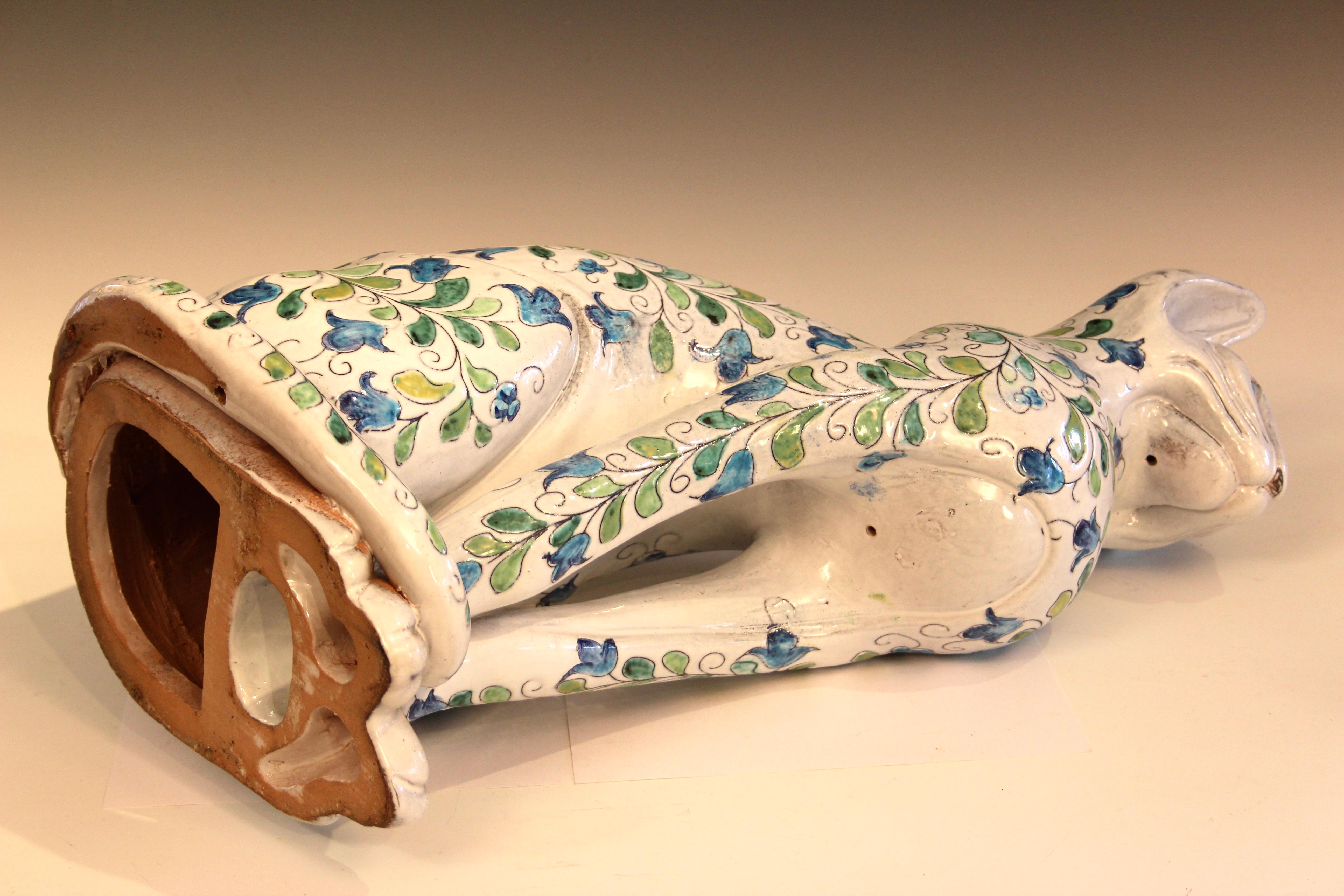 Pressato X Grande Ceramica Italiana Raymor Gatto Pugi MCM Figura Animale d'Epoca 21