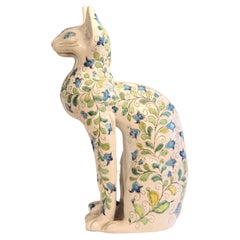 Grande poterie italienne Raymor Cat Pugi MCM Figure d'animal vintage 21 pouces
