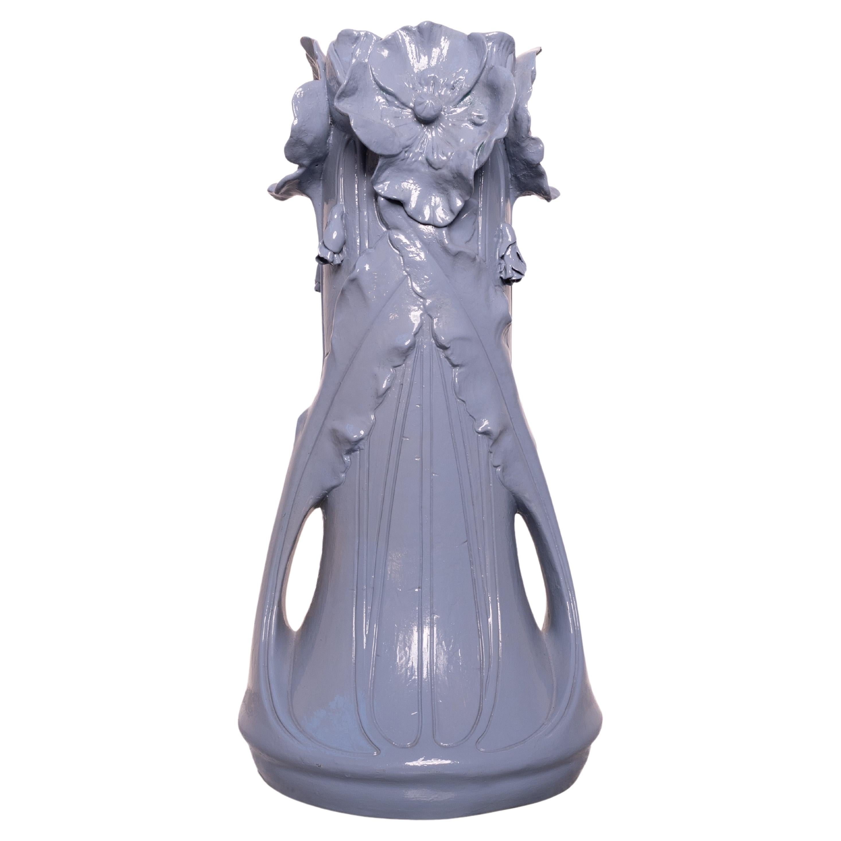 X-Large Jugendstil ceramic vase by Julius Dressler (late 19th – early 20th cent) For Sale