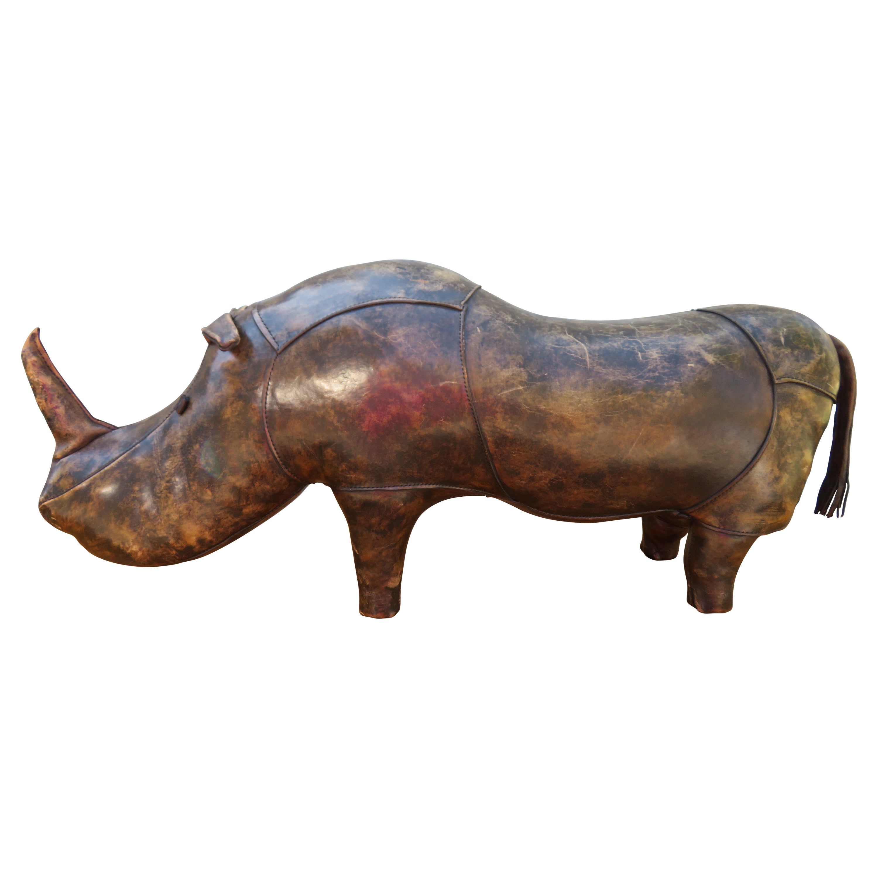 X Large Leather Rhinoceros Footstool Dimitri Omersa Abercrombie & Fitch, 70's