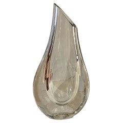 X Large Massive Heavy Tall Crystal Teardrop Vase by Saint Louis Cristal, France
