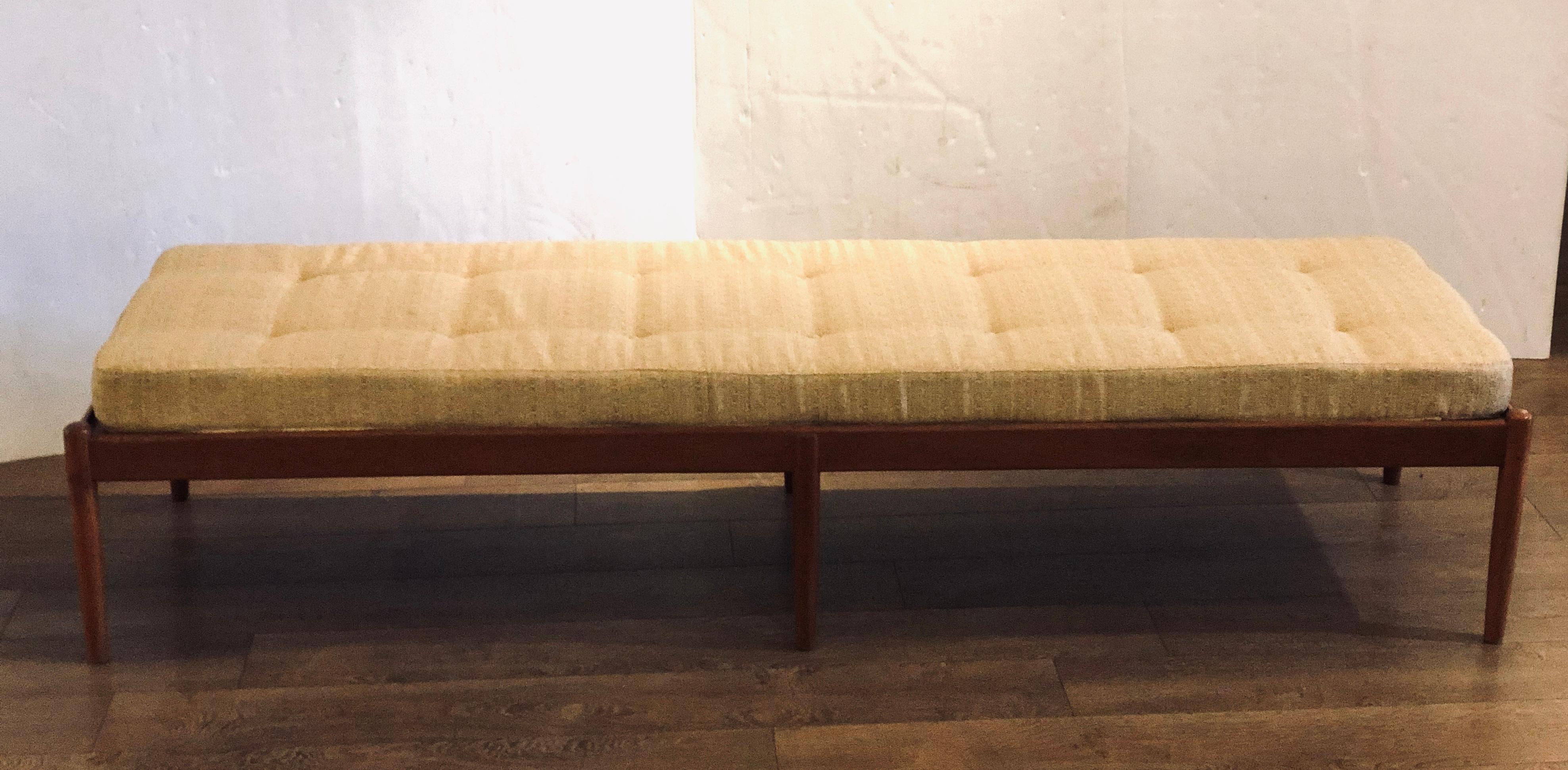 American Extra Large Mid-Century Modern Walnut Upholstered Bench