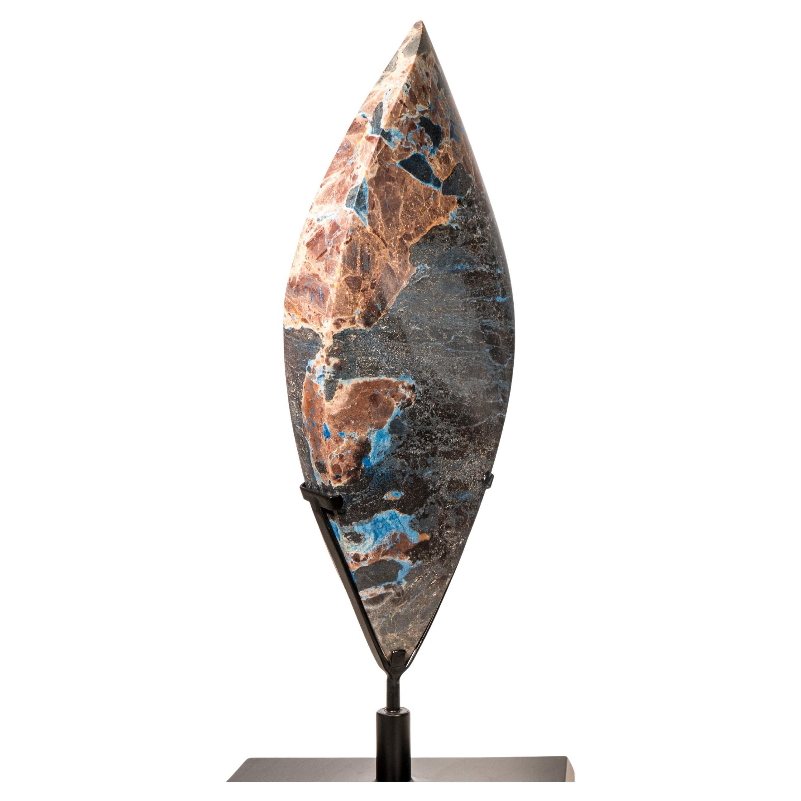 X-Large Natural Teal Blue and Pastel Pink Crystal Flame Sculpture