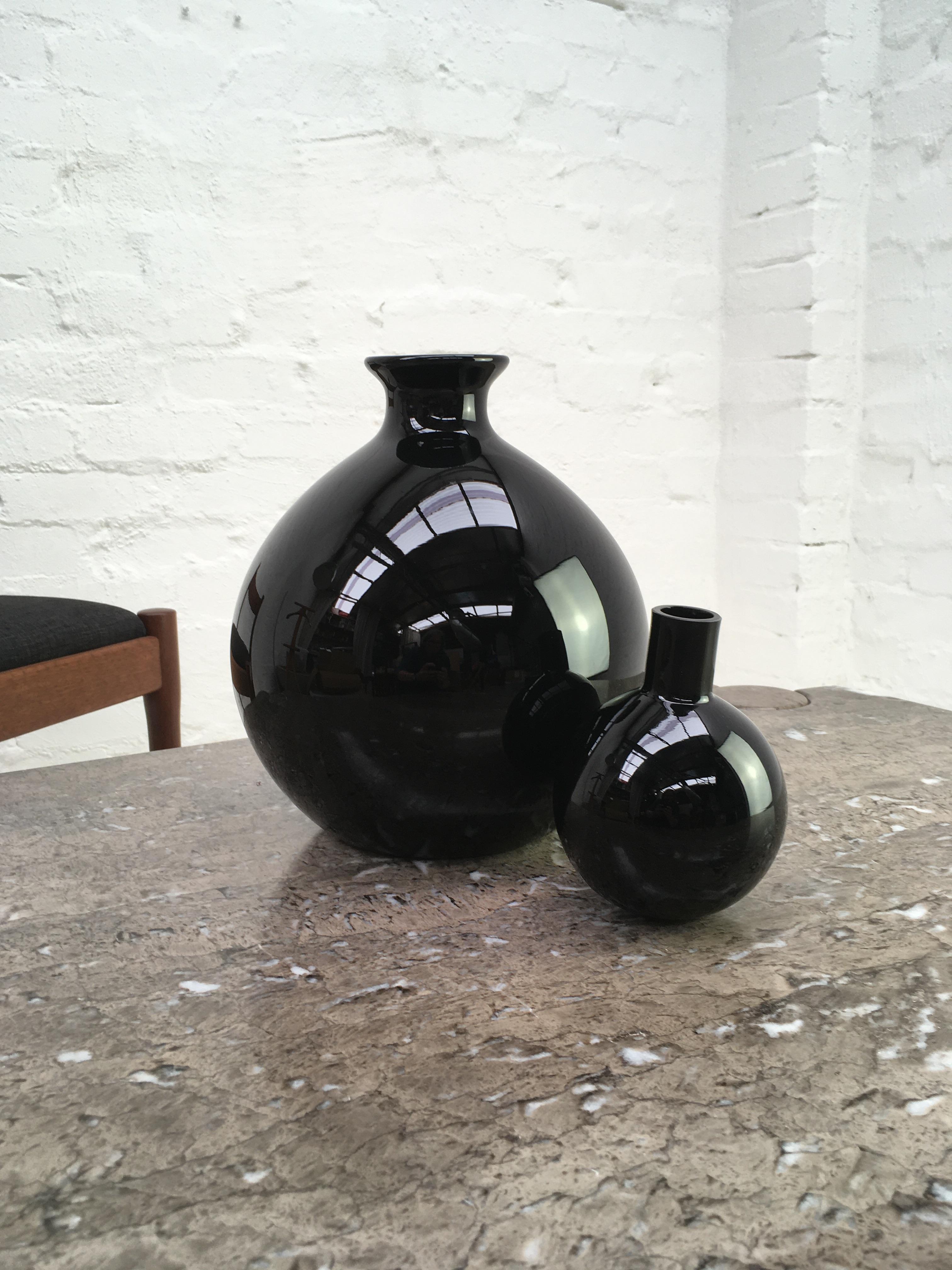 Mid-20th Century Extra Large Opaque Black Empoli Glass Ball-Stoppered Decanter, Italy, 1960s