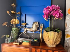 X Large Patinated Brass Sea Shell Planter, Billy Haines Style, 1970s