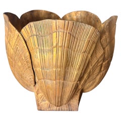 X Large Patinated Brass Sea Shell Planter, Billy Haines Style, 1970s
